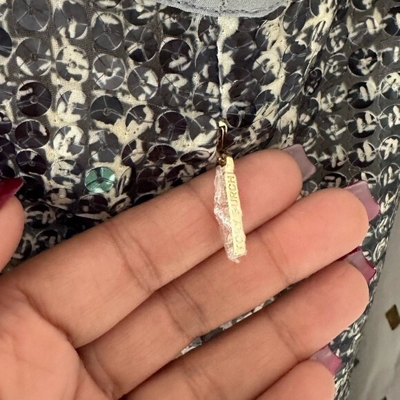 Tory Burch Bristol Plaid Sequins Keyhole Sleeveless Silk Lined Blouse Top Size 4 - Picture 4 of 5